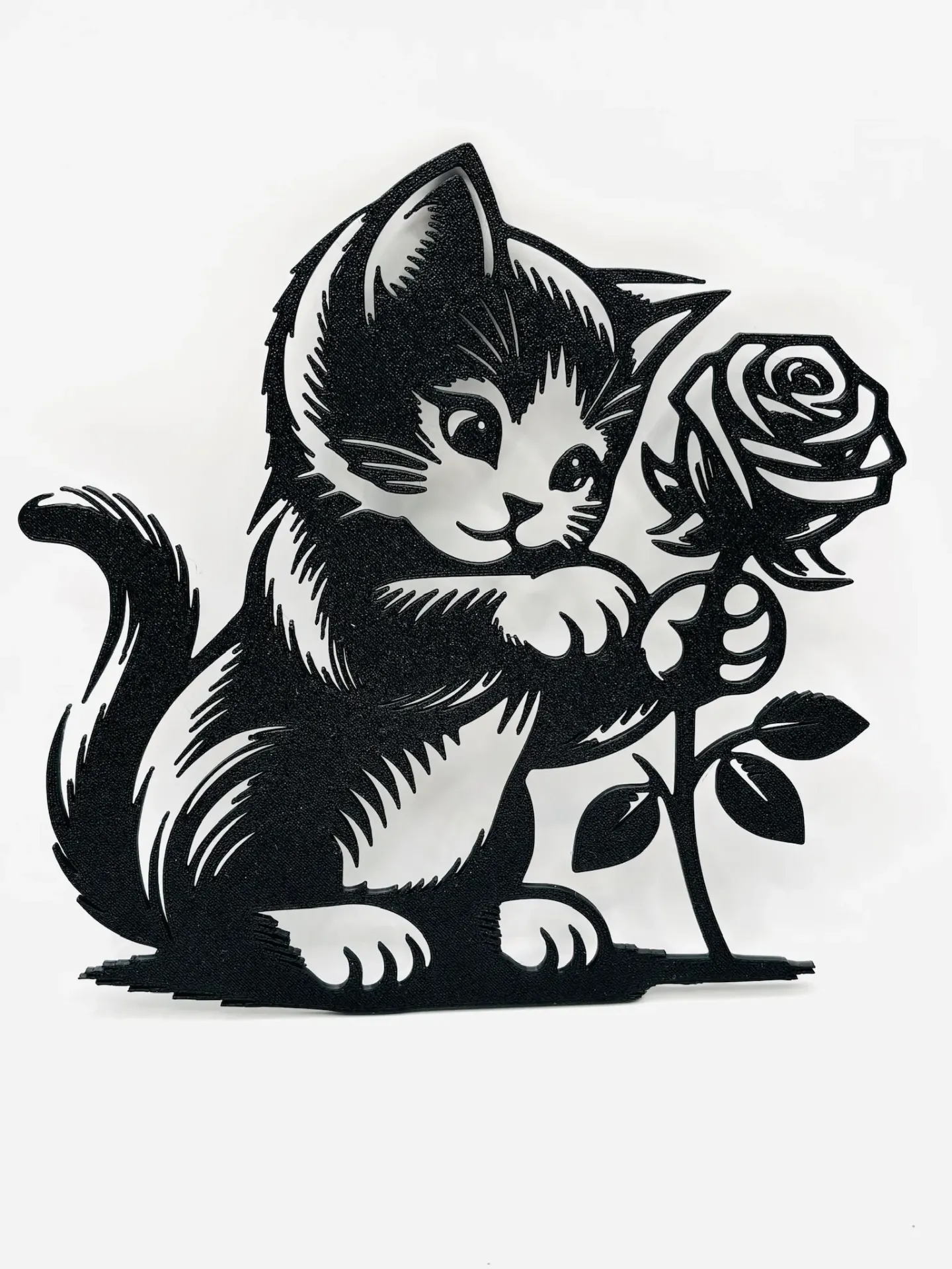 WAll Art Gattino con Rosa stampa 3D idea regalo originale e romantica