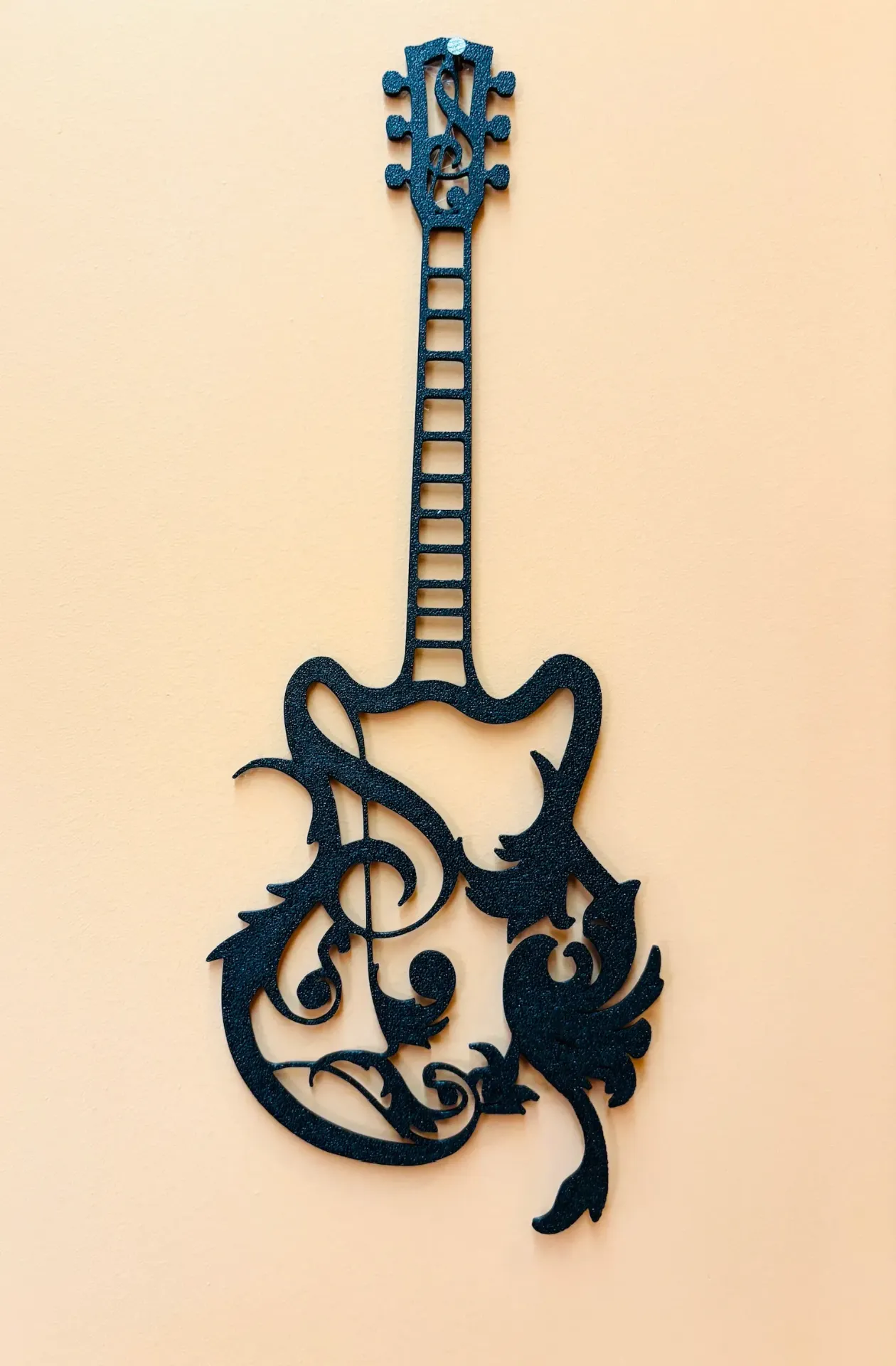 Wall Art Chitarra Floreale Line Art - Decorazione Parete Musicale Stampa 3D Minimal - Regalo Musicisti e Amanti della Musica