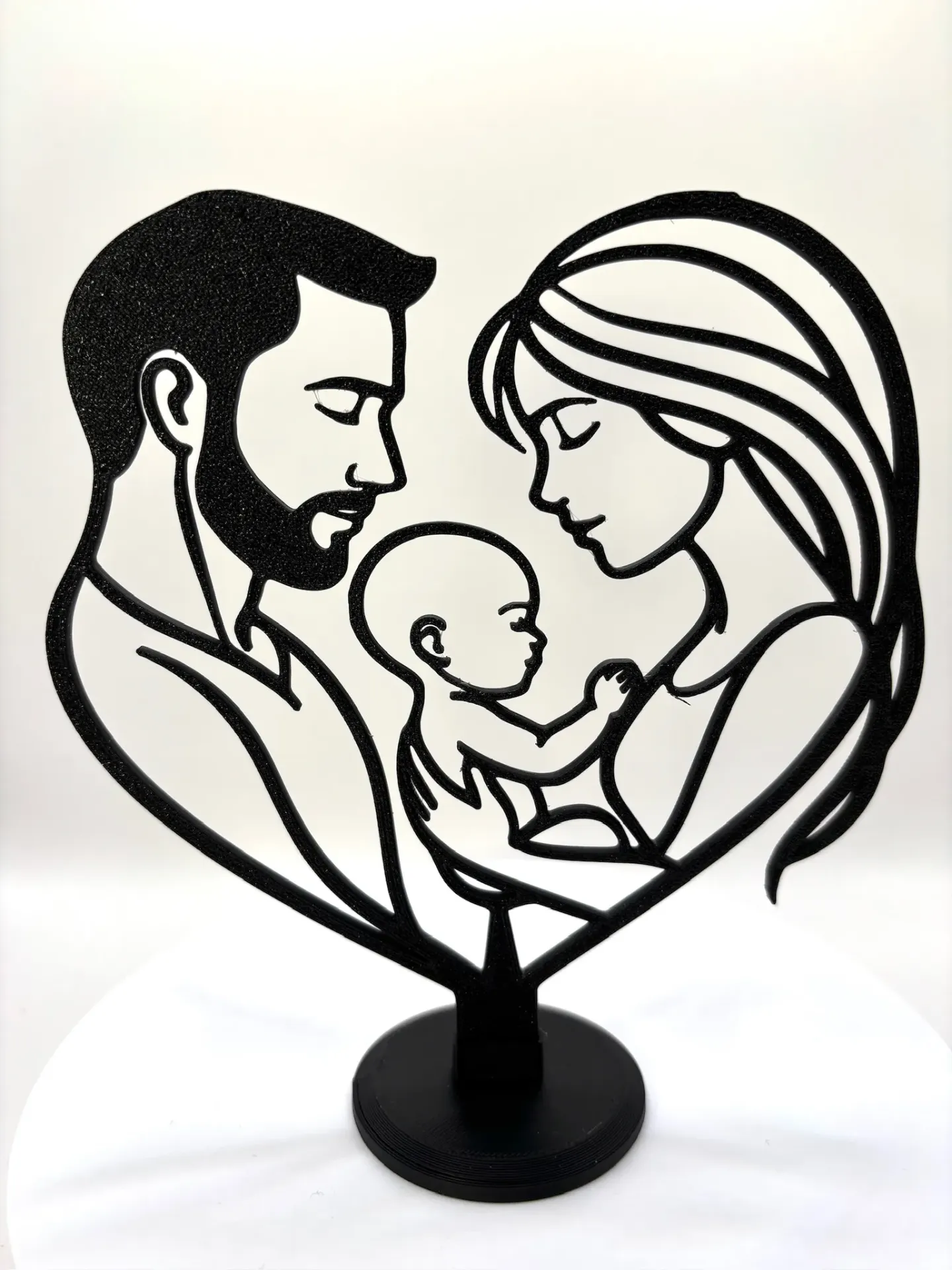 Statua Line Art Famiglia - Coppia con Neonato Stampa 3D - Decorazione Minimalista Moderna - Idea Regalo Nascita e Nuovi Genitori
