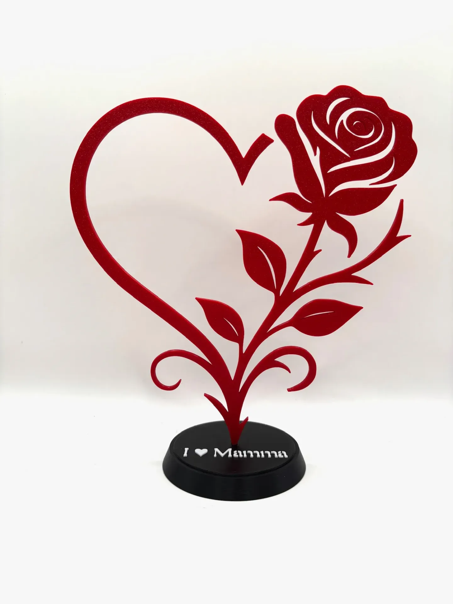 Rosa con Cuore 3D con scritta Ti Amo ❤️ o I ❤️ Mamma – Idea Regalo Originale – Decorazione