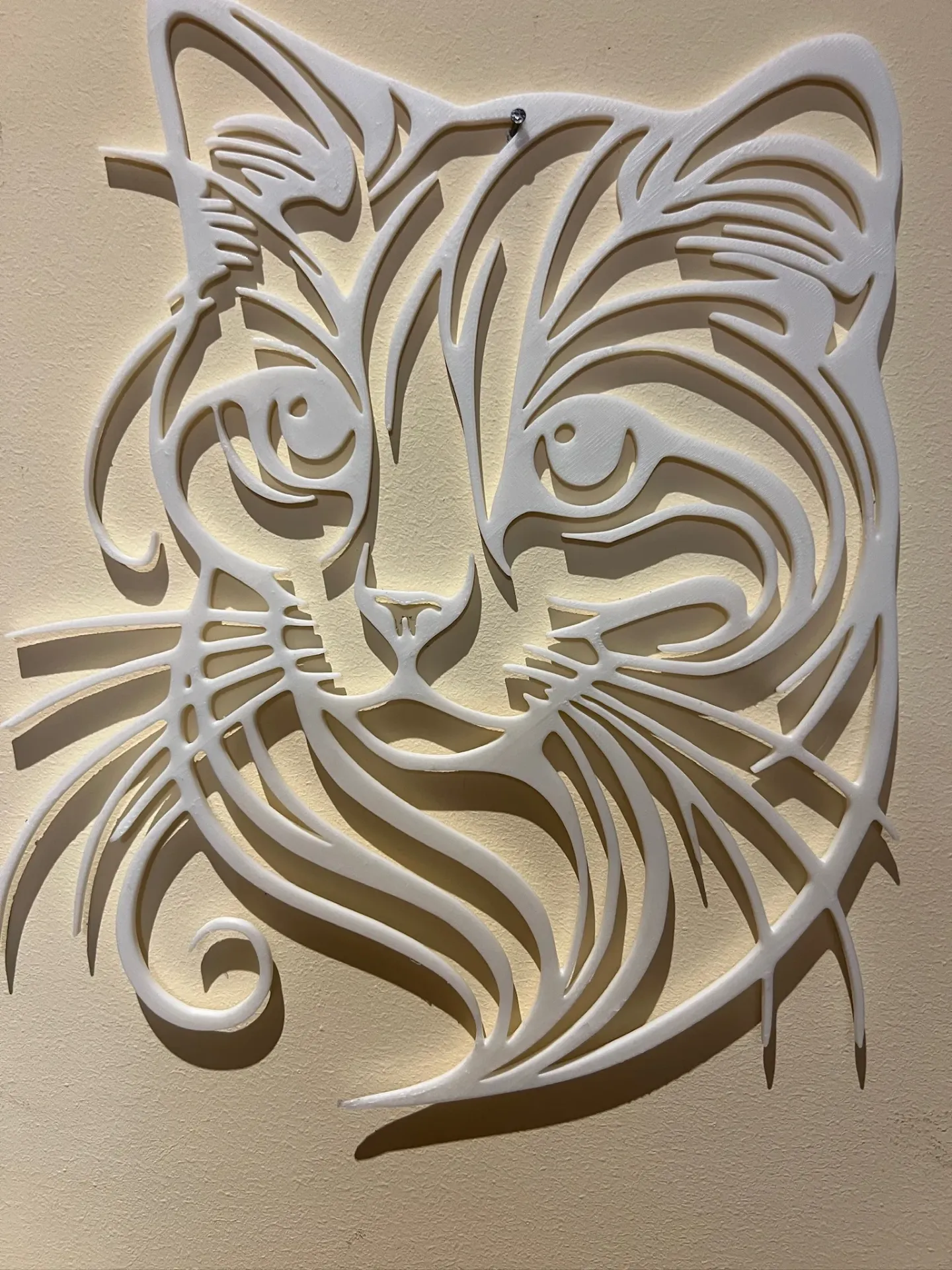 Wall Art Gatto Line Art - Decorazione Parete Silhouette Quadro Minimalista - Pannello 3D Amanti Gatti - Design Moderno Bianco 25cm