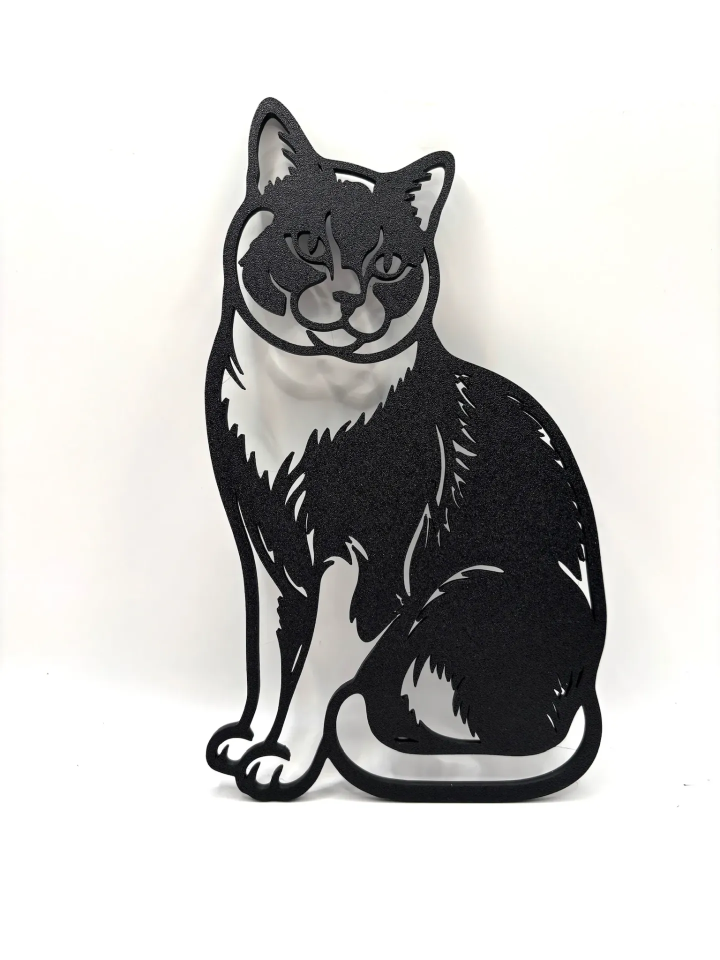 Wall Art Gatto Certosino - Quadro Silhouette Minimalista 3D - Decorazione Parete Amanti dei Gatti - Targa da Muro Geometrica Nera 22cm