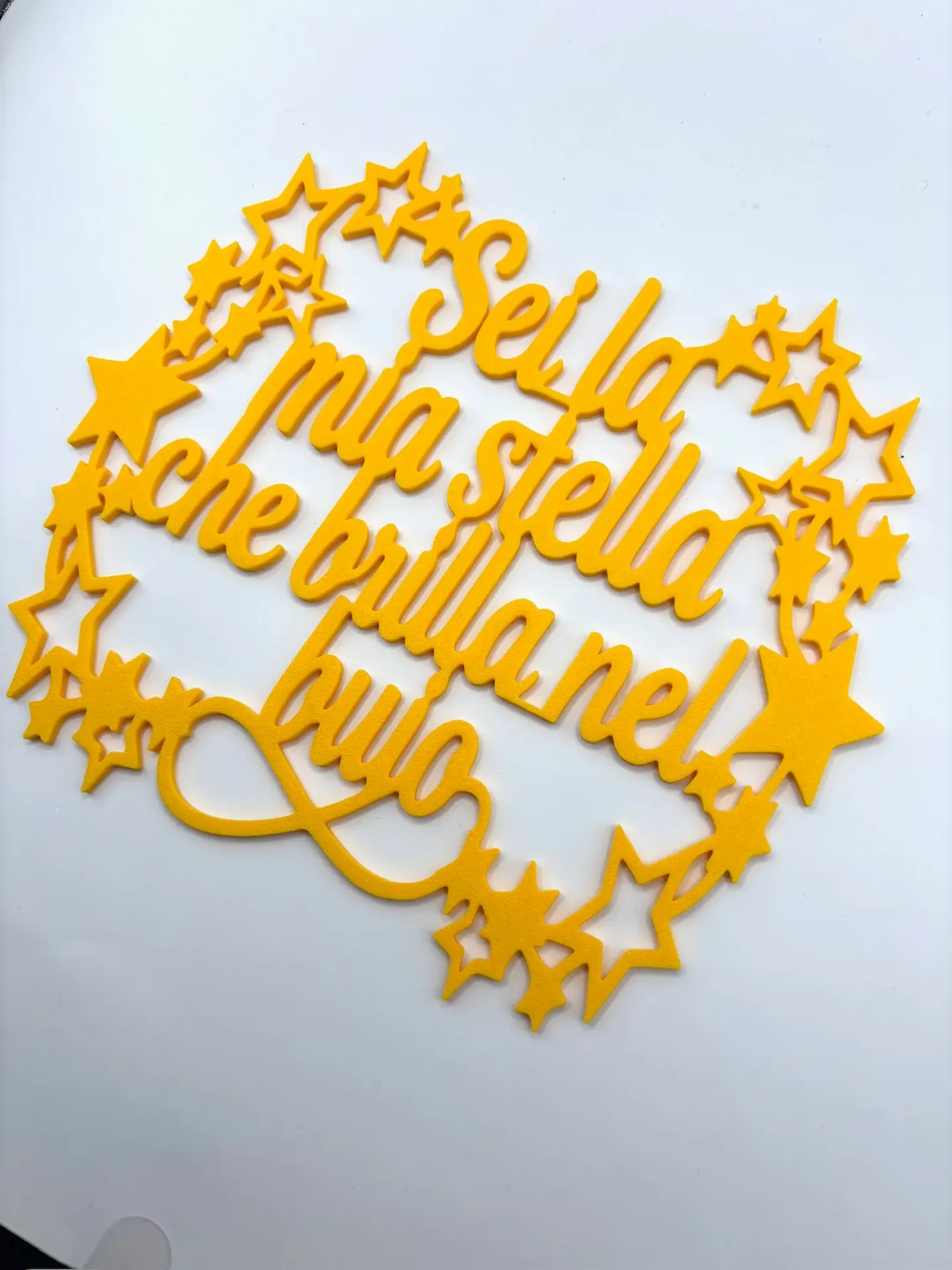 Wall Art "Sei La Mia Stella che brilla nel Buio" in Stampa 3D - Quadro Silhouette Line Art con Scritta Romantica