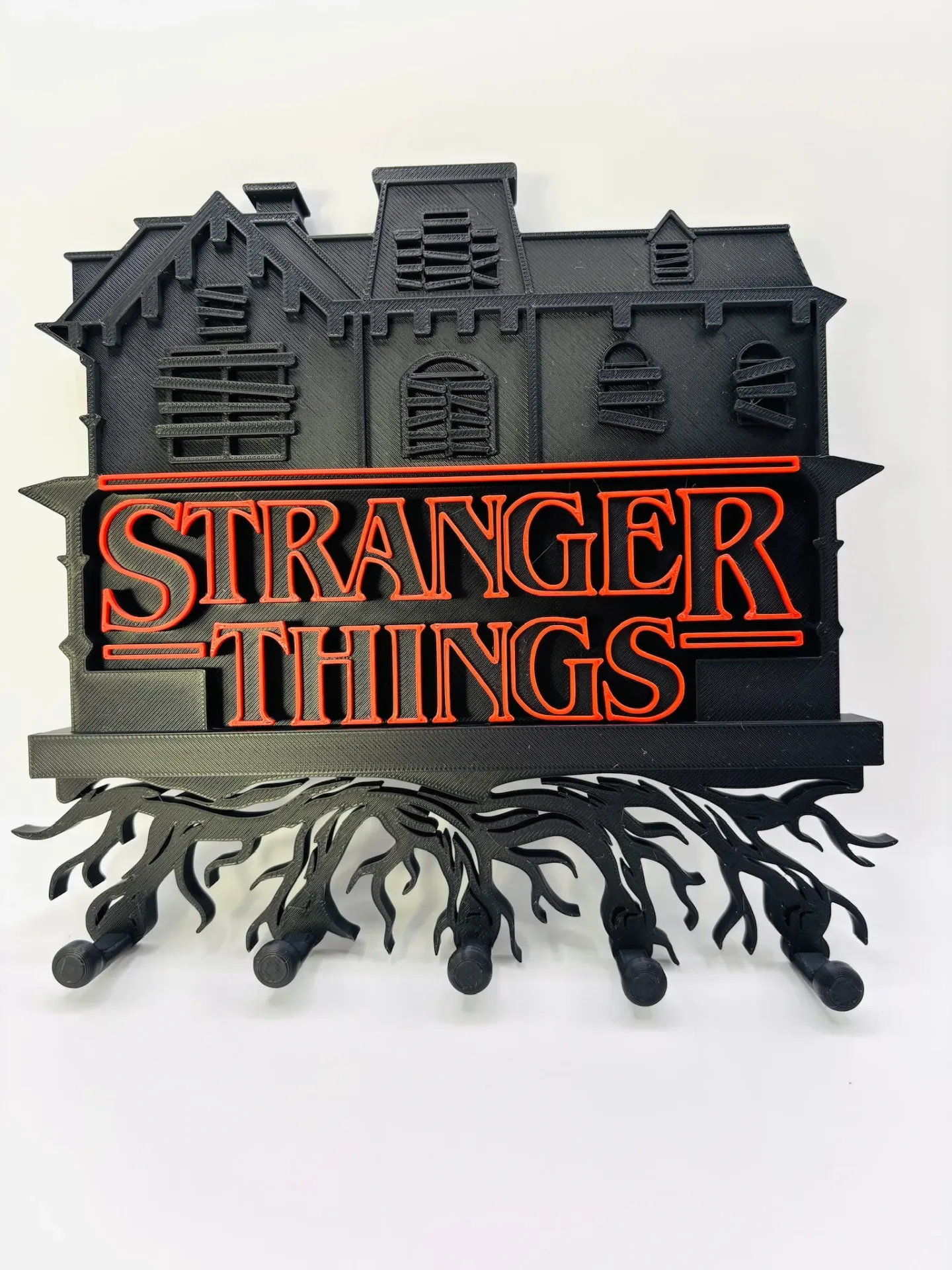 Porta appendi chiavi da parete Logo Stranger Things – stampa 3D In PLA Nero