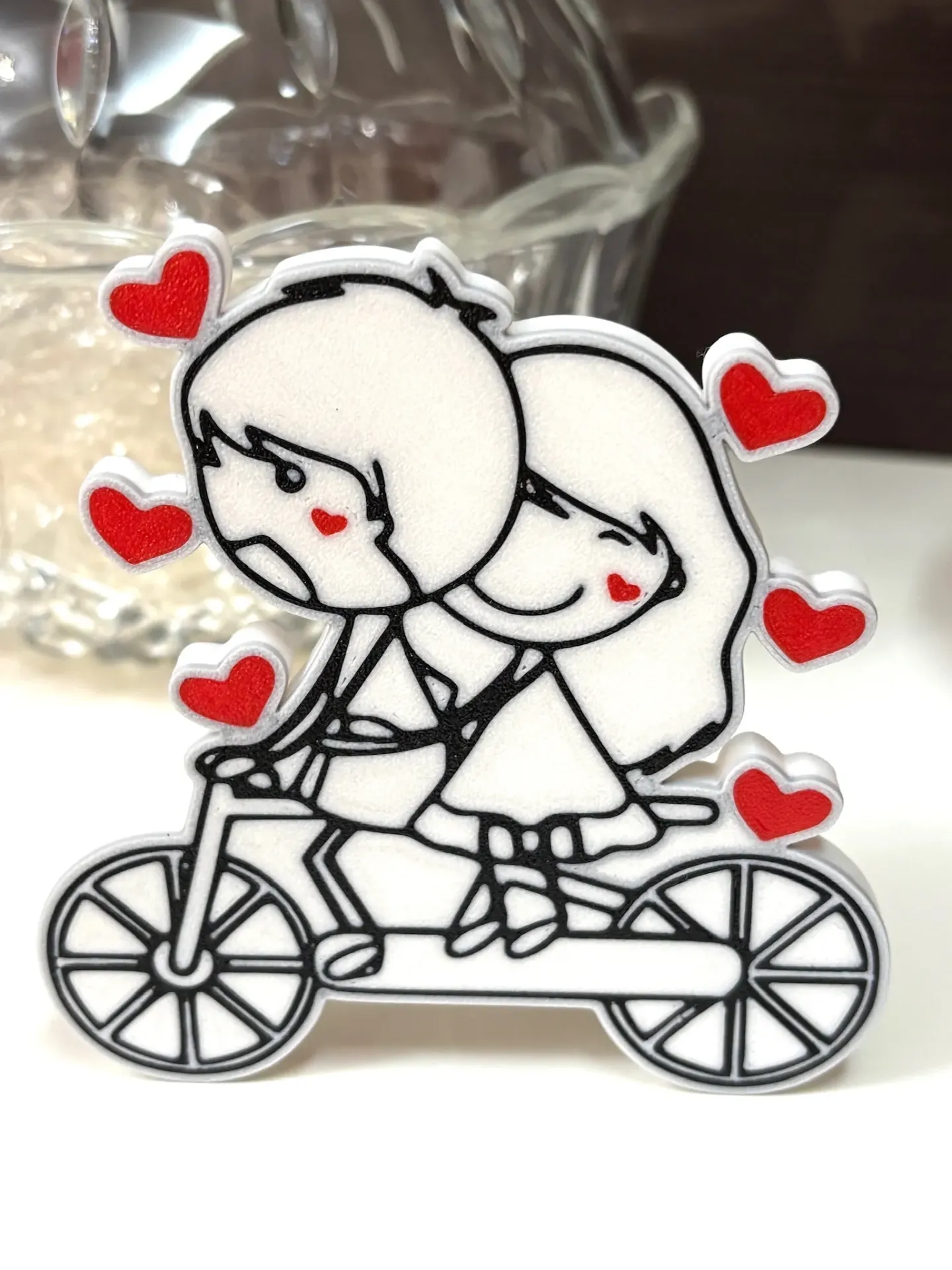 Magnete Romantico Coppia in Bici - Regalo San Valentino Artigianale Stampa 3D - Decorazione Casa Amore