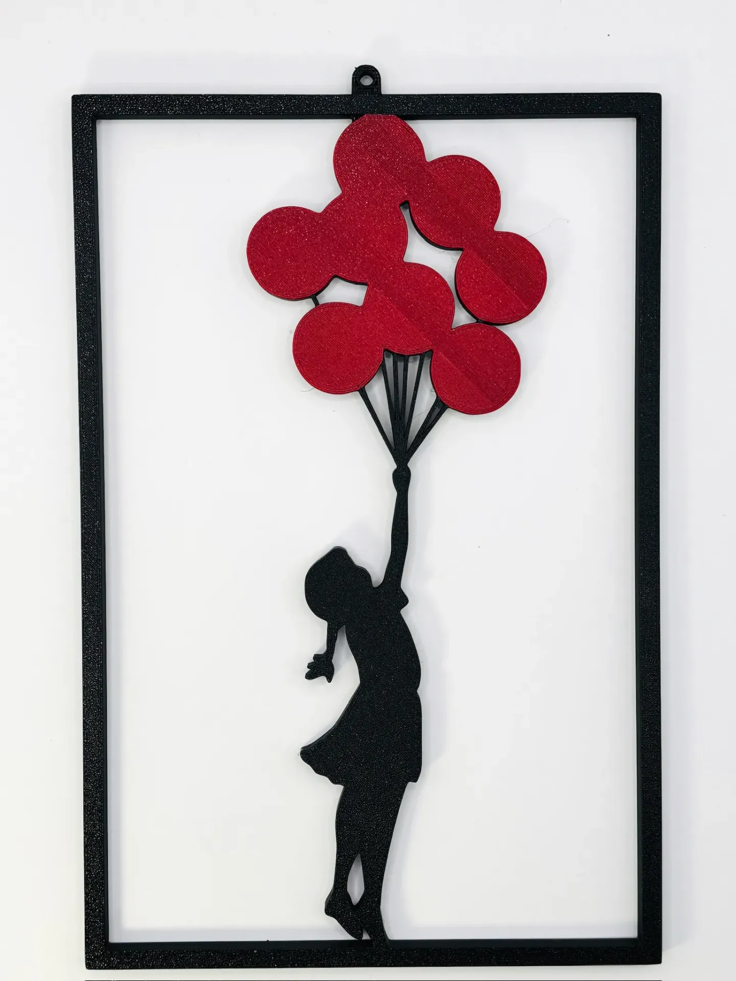Wall Art Banksy Bambina con Palloncini 22x15cm Stampa 3D Bicolore Quadro Moderno